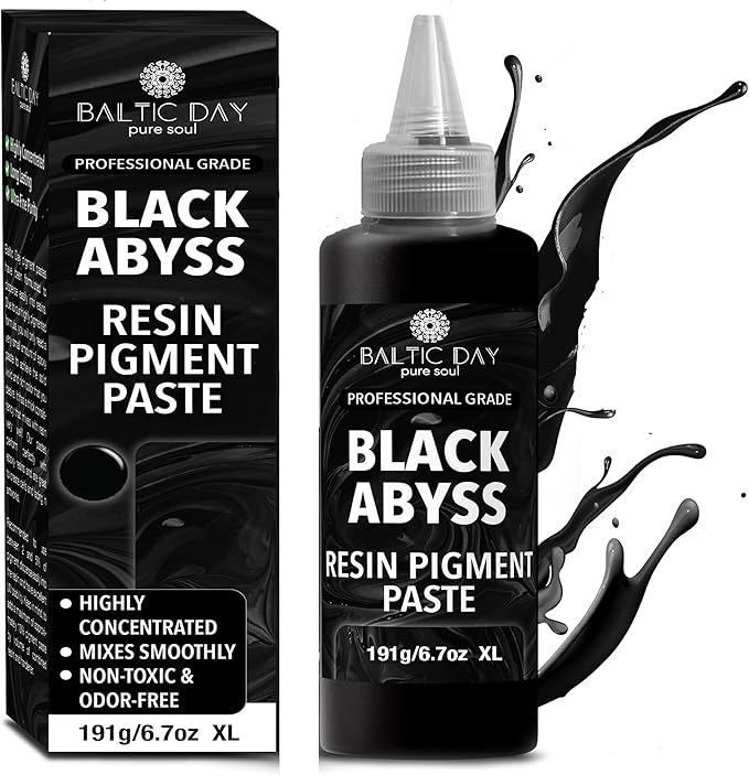 BALTIC DAY Black Abyss Epoxy Resin Pigment Paste XL (191g/6.7oz) – Opaque Epoxy Dye & High Concentration Coloring Paste, Mica Powder Alternative for Resin Art, Jewelry, Tumblers, River Tables & Crafts