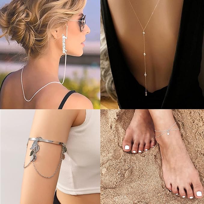 Jishi 60ft Jewelry Necklace Chains 2mm Jewelry Chain Links for Making Bracelets Earrings DIY Craft Supplies Findings, 6-Colors Gold Silver Copper Plated Metal Cable Rolo Link Chain Rolls Bulk