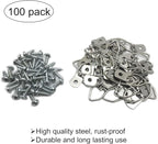 100 Pack Small D-Ring Steel Picture Hangers with Screws Picture Frames Picture Hang Solutions, for Hanging Clock Paintings Artwork Picture Frame Hook Photos
