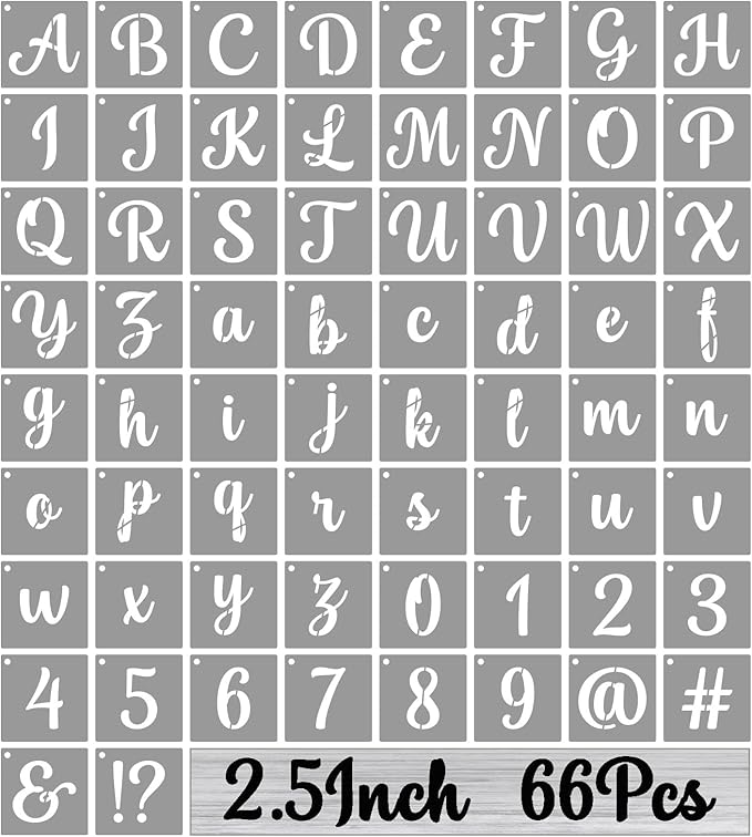 BAMIDELE 2.5 Inch Alphabet Letter Stencils for Painting, 66 Pcs Reusable Plastic Calligraphy Letter Stencils and Numbers Template Kit for Painting on Wood, Chalkboard, Fabric, Door Porch, Wall Art