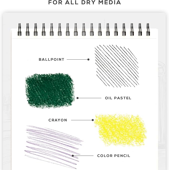 BEECHMORE BOOKS 9x12 Spiral Sketchbook – 140 GSM Acid-Free Paper, 100 Perforated Pages, A4 Art Sketch Pad for Drawing & Sketching, Artists, Adults