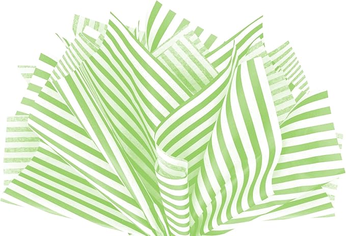 Flexicore Packaging Lime Green Pin Stripe Print Gift Wrap Tissue Paper Size: 15 Inch X 20 Inch | Count: 10 Sheets | Color: Lime Green Pin Stripe