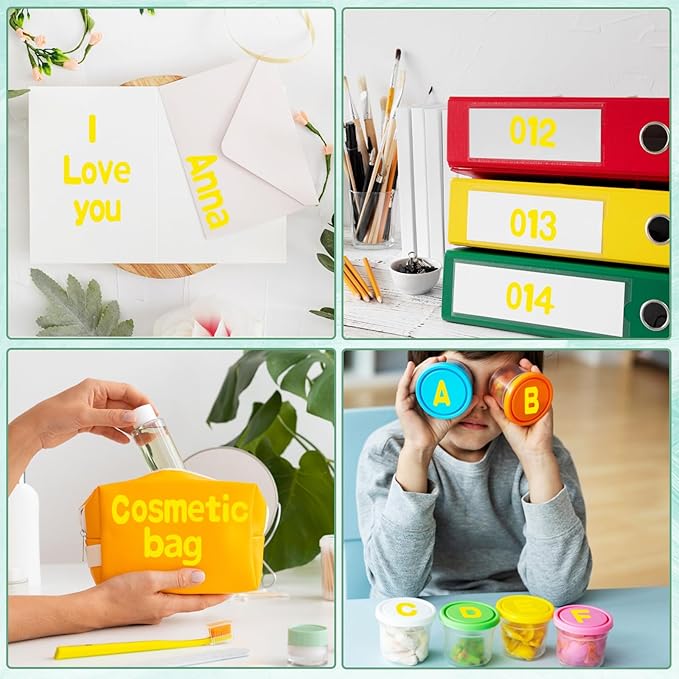 Alphabet Stickers, 1'' Yellow Letter Stickers - 12 Sheets, Self-Adhesive Vinyl for Mailbox Numbers, Bulletin Boards, Classroom & Home Decor