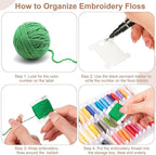 GlikCeil 507 Pcs Embroidery Floss Organizer Kit - 2 Removable 24-grid Thread Storage Boxes with Plastic Bobbins, 2 Bobbin Winders, Twin-tip Markers for Cross Stitch, DIY Sewing, Craft Storage