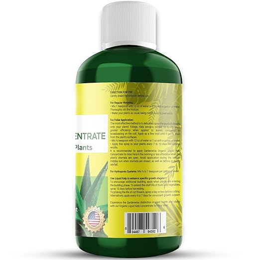 Organic Premium Kelp Seaweed Fertilizer - Liquid Hydroponics Fertilizer - Liquid Plant Food - Nutrient-Rich Soil Enhancer - Natural Plant Food for Aloe Vera (8 OZ)