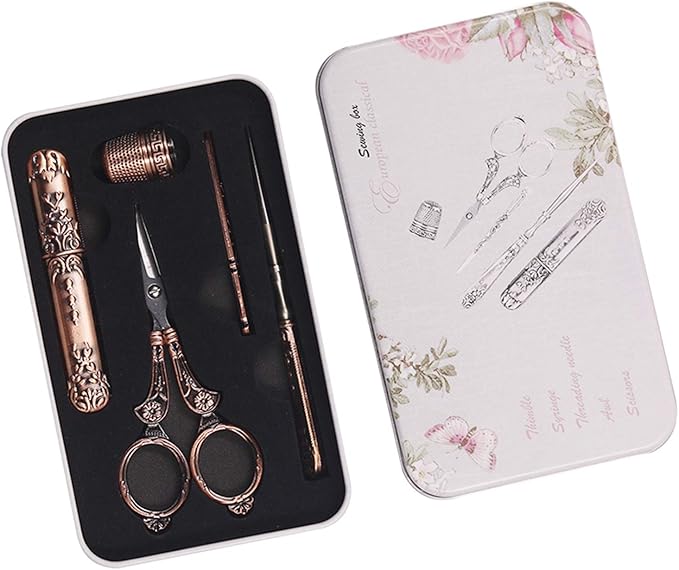 Vintage Sewing Scissors European Antique Vintage Sewing Kit Sharp Dressmaker Fabric Sewing Shears Scissor, Bronze