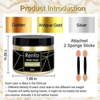 Renfio Metallic Pigment Powder,Gold Mica Powder for Resin,50ml Antique Gold Resin Color Pigment for Kintsugi,Polymer Clay,Crafts,Slime,Candle,Nail,Paint,Fabric,Festival,Decoration