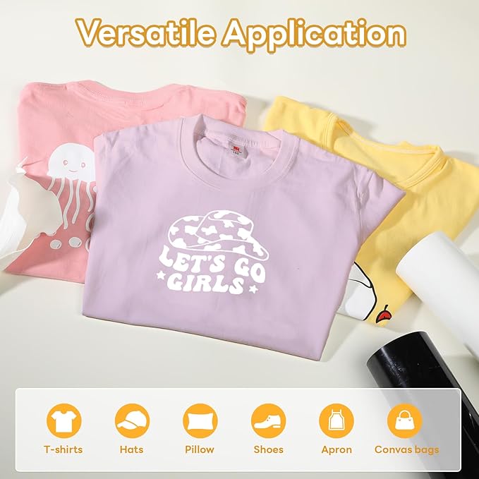 HTVRONT White Heat Transfer Vinyl - 12" x 45FT White HTV Vinyl Roll for T Shirts, White Iron on Vinyl Compatible with Cricut Cutting Machine & Silhouette Cameo - Easy to Cut & Weed