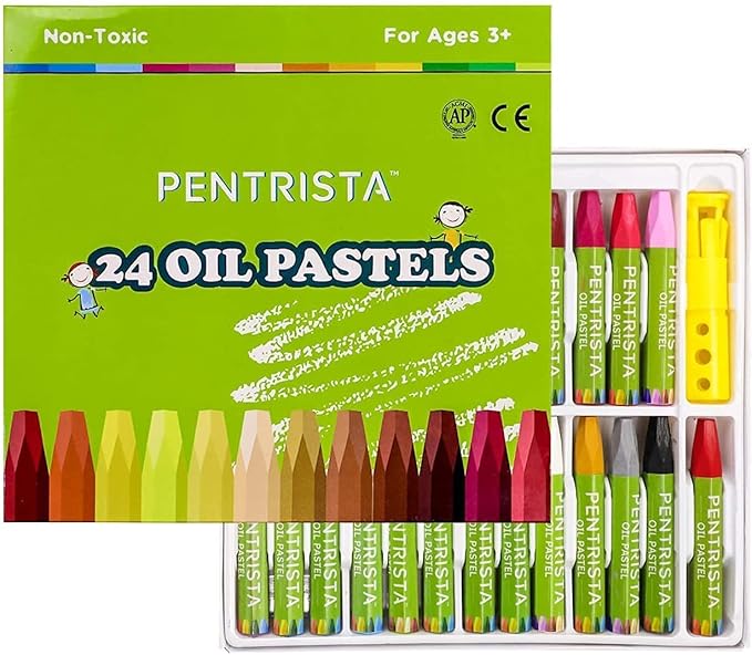Oil Pastels,24+1 Assorted Colors+1 Sharpener and 1 Pastel Holder, Oil Pastels for Kids Indoor Activities At Home,Non-Toxic Oil Pastel Crayons for Artist Students Smooth Painting and Drawing