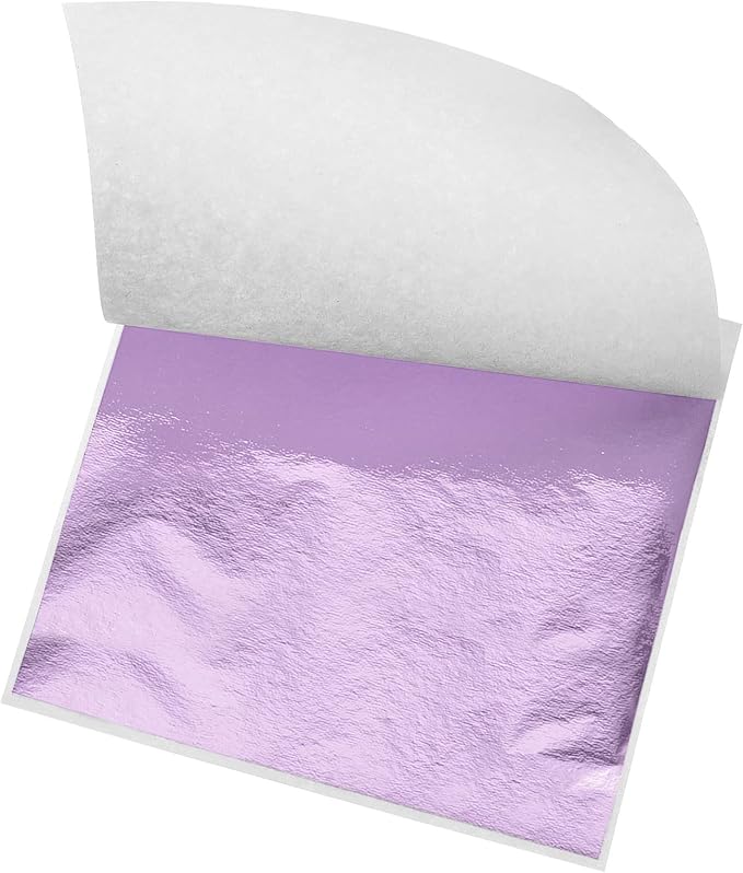 MECCANIXITY Gold Leaf Foil Sheet, Peach Purple Leaf Papers, 3.3 x 3.1inch for Art Decoration, Sculptures, Painting, Pack of 100