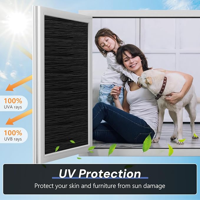 Haton Blackout Window Film, Black Out Sun Blocking Window Cover, Static Cling Frosted Privacy for Glass, Heat Control Darkening Room Coverings Shades Tint for Home Day Sleep, 35.4" x 157.4"