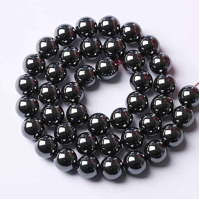 38pcs 10mm AAA Black Hematite Beads Natural Stone Gemstone Round Loose Beads for Jewelry Making DIY Bracelets Necklace Earrings