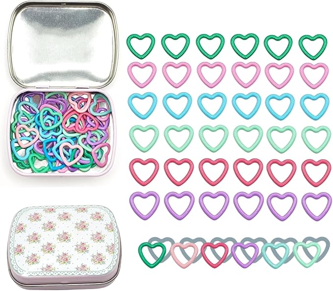 Metal Stitch Markers,Colorful Crochet Stitch Markers,Knitting Stitch Markers with Storage Case,Crochet Gift for Knitting Weaving Lovers (Heart)