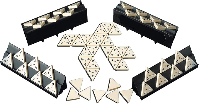 Pressman Tri-Ominos - Deluxe Edition Triangular Tiles with Brass Spinners, 5"