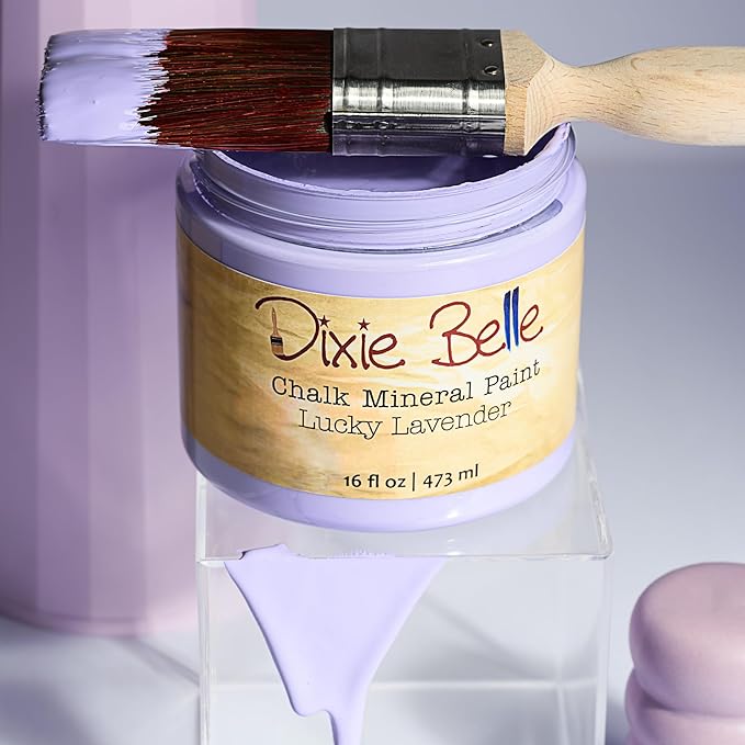 Dixie Belle Paint Company Chalk Finish Furniture Paint - Lucky Lavender (32oz) - Matte Pastel Purple Chic Chalk Mineral DIY Furniture Paint