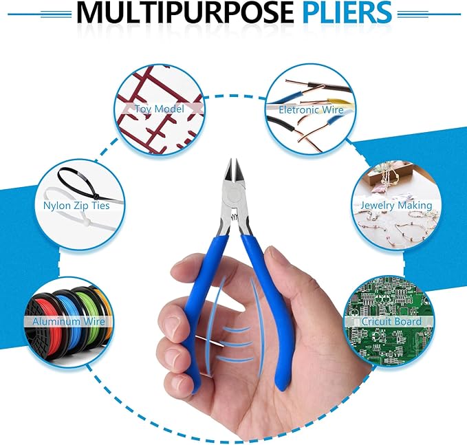 Needle Nose Pliers and Wire Cutters Set, 5" High Carbon Steel Pliers Set, Ultra-Sharp Crafts Diagonal Cutters, Long Nose Pliers for Jewelry Making, Electronics Repair, Object Grasping