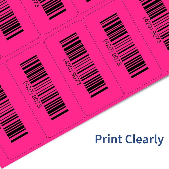 STARLIBOO Shipping Labels Stickers, 2"×4" Printable Fluorescent Mailing Labels for Laser/Inkjet Printing- Matte, Permanent Adhesive Sticker (Fluorescent Pink)
