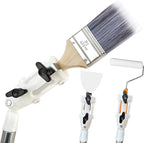 Multi Angle Paint Brush Extender V2, Long Handle Paint Brush, Extension Pole Attachments for Paint Roller, Paint Edger Tool for High Ceilings, Corner Painting Tool for Paint Extension Pole (White)