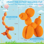 Crochetta Crochet Kit for Beginners, Crochet Kit w Step-by-Step Video Tutorials, Crochet Starter Kit Learn to Crochet Kits for Adults Kids Beginners, Vibrant Orange Balloon Dog (40%+ Yarn Content)