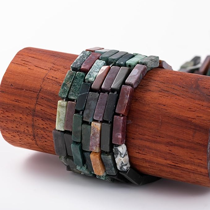 Natural Indian Agate Rectangle Tube Beads 4x13mm 38cm/str Loose Semi Gemstone Stone Beads for Making Bracelets Necklace Earrings