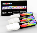 FansArriche Acrylic Paint Markers, 15mm Jumbo Felt Tip, 3 White Waterproof and Permanent Paint Pens for Tagging, Signs, Calligraphy, and Outdoor Paintings
