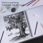 CONDA 9"x12" Double-Sided Hardbound Sketchbook, 60 Sheets, Heavyweight Hardcover Sketchbook, Spiral Sketch Pad, Durable Acid Free Drawing Paper for Drawing Painting