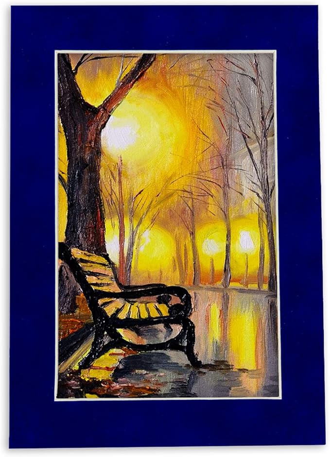 Pack of 25 Acid Free 8x10 Mats Bevel Cut for 6x8 Photos - Royal Blue Suede Precut Matboards With Backing Boards and Clear Photo Mat Bags For Pictures, Photos, Framing - 4-ply Thickness