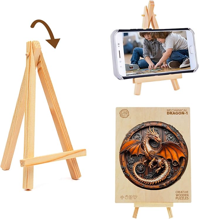 KAAYEE Wooden Puzzles for Adults, 3D Vision Mechanical Dragon Wooden Jigsaw Puzzles Unique Shape Advanced Wood Puzzle Adult, Birthday Fathers Family Game (S-8.5 * 8.4in-100pcs)
