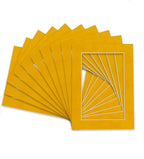 Pack of Ten Acid Free 8.5x11 Mats Bevel Cut for 7x9 Photos - Bright Yellow Precut Matboards With Backing Boards and Self Seal Photo Mat Bags For Pictures, Photos, Framing - 4-ply Thickness