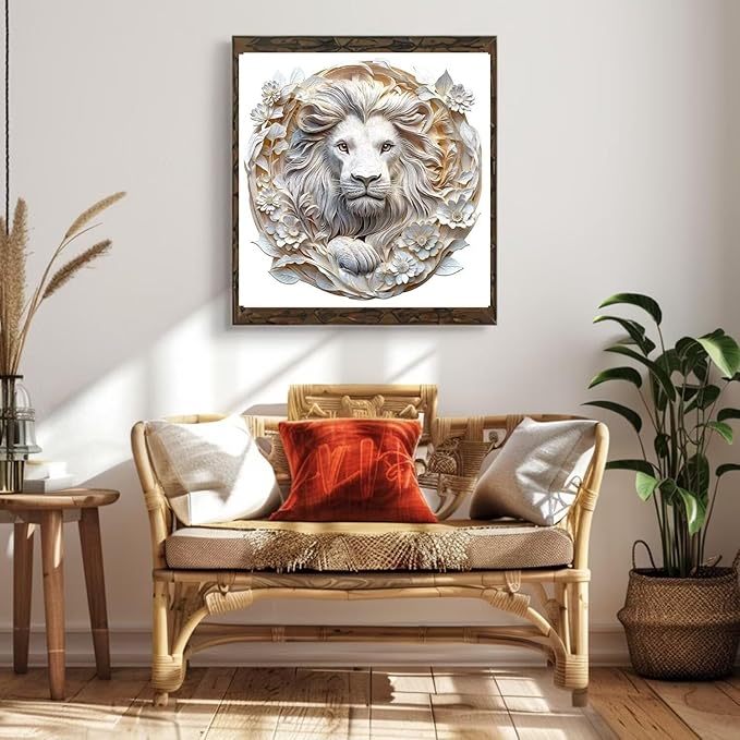 Wooden Puzzles Adults, 3D Paper Lion Wooden Puzzles 100 Pieces, Unique Animal Shaped Wood Challenging Jigsaw Puzzles Gifts for Adults, 8.5x8.3in