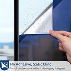 rabbitgoo Window Privacy Film One Way Window Tint for Home, Removable Reflective Heat Sun Blocking Anti UV Glass Door Covering, Mirror Tinting Film House Office, 29.5 in X 13.1 Feet, Blue Silver
