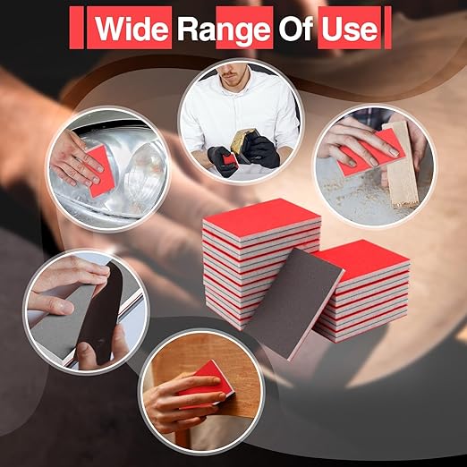 30-Pcs 3x4 Inch 800 Grit Sanding Sponge Set, Soft Foam Hand Sanding Blocks, Ultra-Fine Wet/Dry Sandpaper for Wood, Metal, Drywall, Furniture Polishing
