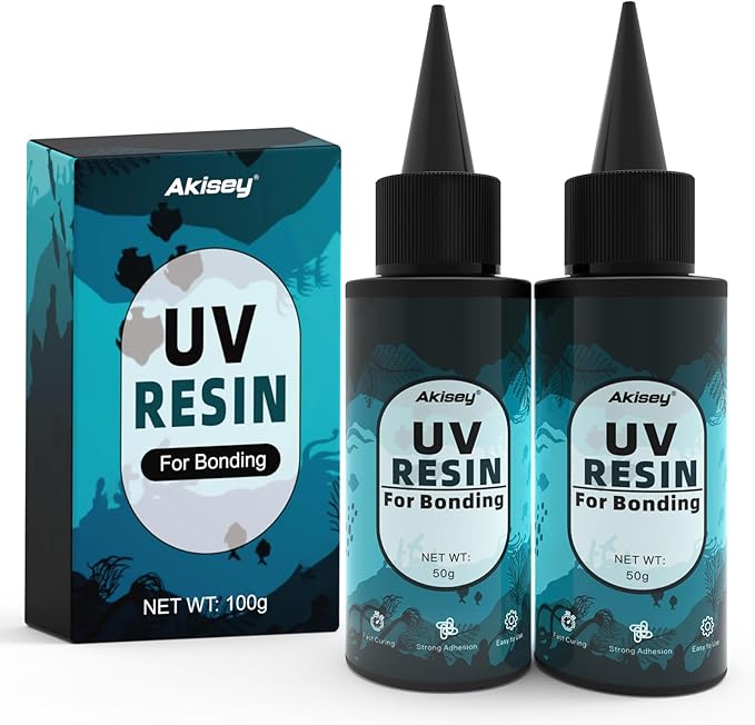 100g UV Resin for Bonding, Akisey UV Glue for Repairing Glass, Plastic, Resin Decoration, Fast Curing in Seconds Under UV Light (Not Included)