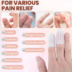 PAGOW 10pcs Gel Finger Cots/Covers, Silicone Finger Protector Support, Finger Caps Finger Sleeves Thumb Protector for Finger Cracking Trigger Finger Arthritis Pain Relief (White, Small)
