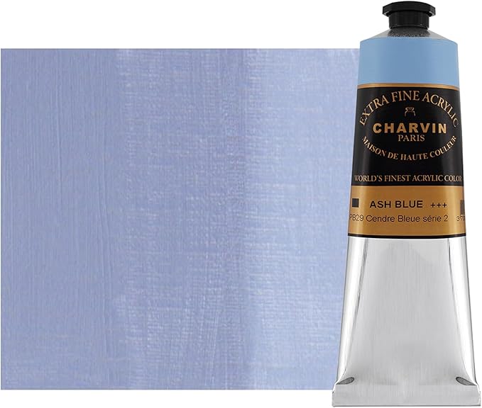 Charvin Extra Fine Professional Acrylic Paint - Ash Blue, 60ml Tube, Triple-Milled, Lightfast Pigments, Open Stock Artist Acrylic Paints in Nature-Inspired Hues