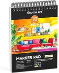 Shuttle Art Marker Pad, 12”x9” Portable Sketchbook, 70 Sheets Marker Drawing Paper, 110LB/180GSM Smooth Surface Bleedproof Art Paper, Spiral-Bound, Great for Artists to Draw, Paint & Sketch