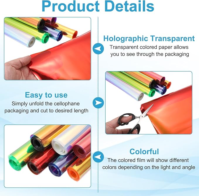 MECCANIXITY Holographic Clear PVC Vinyl Film Holographic PVC Fabric Waterproof Dichroic Film 12 x 48 Inch for Handbags Bows Earrings DIY Craft,Laser Light Orange