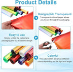 MECCANIXITY Holographic Clear PVC Vinyl Film Holographic PVC Fabric Waterproof Dichroic Film 12 x 48 Inch for Handbags Bows Earrings DIY Craft,Holographic Blue