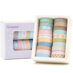 20 Rolls Basic Washi Tape Set Japanese Arts Adhesive Tapes Simple Patterns Decorative Masking Tape Sets for Craft, Kids, Scrapbook, DIY, Gift Wrapping (Style Two)