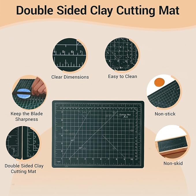 26 PCS Upgraded Polymer Clay Tools, Clay Sculpting, Acrylic Roller Pin, Polymer Clay Cutters Dotting Tools, Rectangle Sheet Press Board Wire Texture Set Needle Detail Modelling Supplies