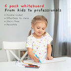 6 Premium Small Dry Erase Board 9"x12"- Portable Dry Erase Lap Board, Handheld Whiteboard- White Boards for Students - Small Whiteboard | Double Sided Erasable White Boards Dry Erase- 6 Pk
