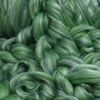 Merino Silk Luxe Tonal Designer Blend. Superfine Merino, Mulberry Silk, Tussah Silk. Top Roving for Spinning or Felting. Velvet Moss 1oz