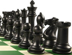 4" King Tournament Chess Set Foldable 20" Silicone Chess Board Mat with 2.2" Squares Green Color, Weighted Chess Pieces- 2 Extra Queens, Carrying Case for Storage and Travel