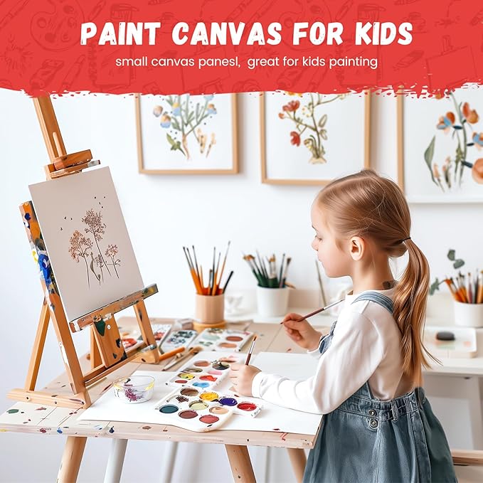 Simetufy 5x7 Inch 96 Pack Small Painting Canvas Boards Mini Blank Canvas Panels, Primed Acid Free for Oil Paint,Watercolor,Acrylic Paint
