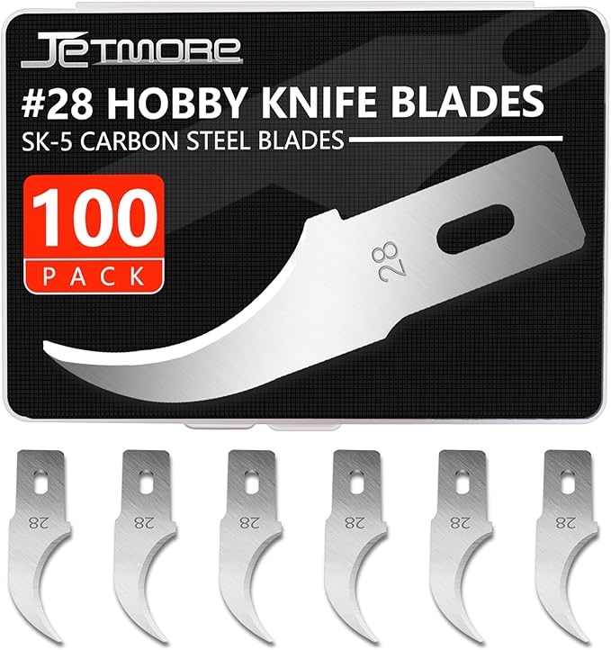 100 Pack Exacto Knife Blades #28, Hobby Knife Blades, Craft Knife Blade Replacement Blade with Storage Box for Craft Scrapbooking Supplies Caving Stencil