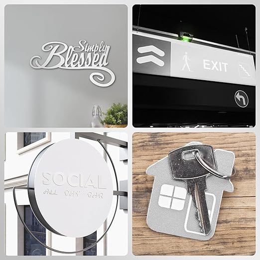 Laser Engraving Blank White ABS Double Color Plastic Sheet, 11.8x6.49x0.05 inch Materials Double Color Plastic Sheet for Interior Signs, Badges (White)