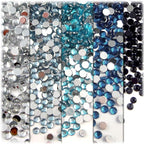 The Crafts Outlet 5-PK Set (7,200-Piece), Round 3mm Rhinestones, Flatback, Blue Tones