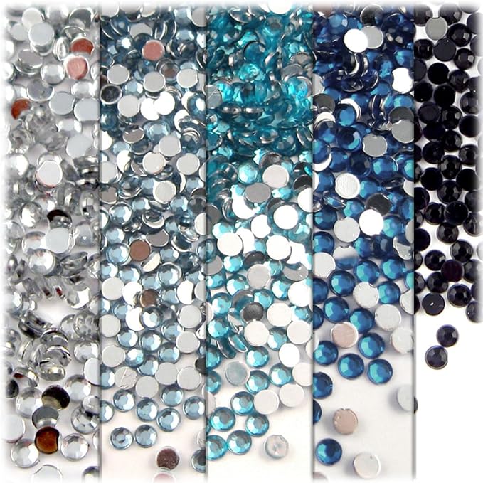 The Crafts Outlet 5-PK Set (7,200-Piece), Round 3mm Rhinestones, Flatback, Gray Tones