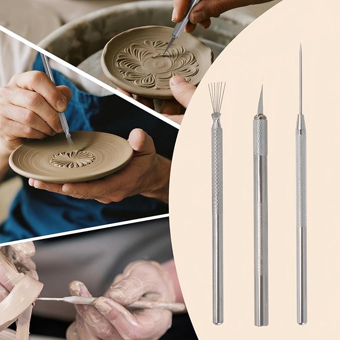 26 PCS Upgraded Polymer Clay Tools, Clay Sculpting, Acrylic Roller Pin, Polymer Clay Cutters Dotting Tools, Rectangle Sheet Press Board Wire Texture Set Needle Detail Modelling Supplies