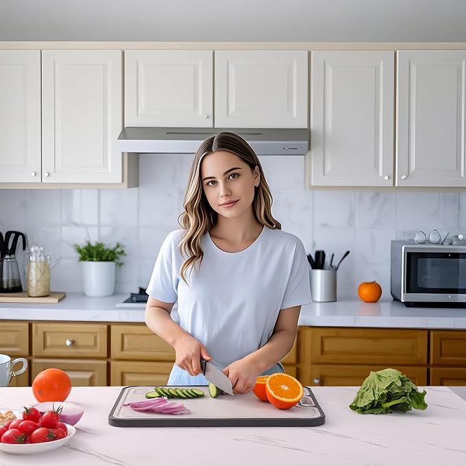 Titanium Cutting Board for Kitchen, Double Side Large Cutting Board for Meats, Fruits And Vegetables, Chopping Board with with Juice Groove, 15.2x10.4inch